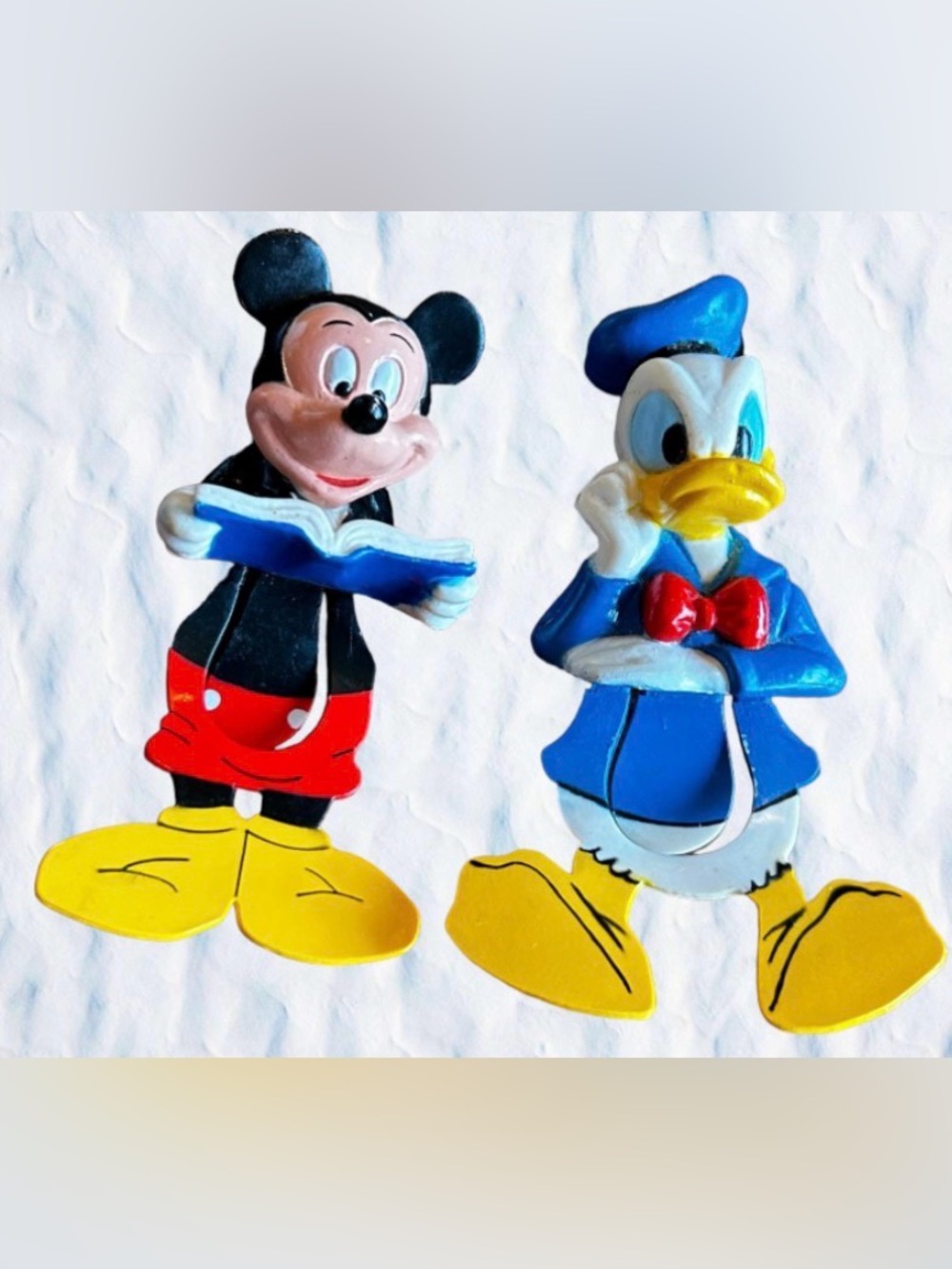 VTG LOT 2 Disney Applause Mickey Mouse 4” PVC Figure & Donald 3-D Bookmarks Rare